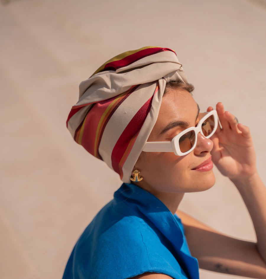 Turban Jacquard Rayé Multicolore