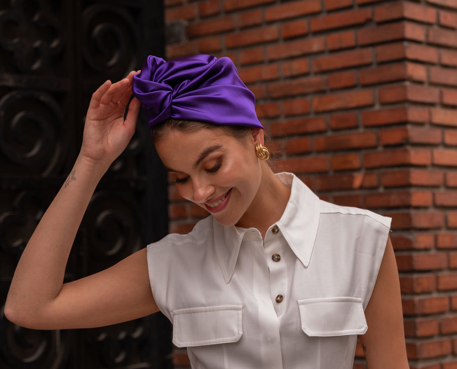 Turban Satin Duchesse Violet