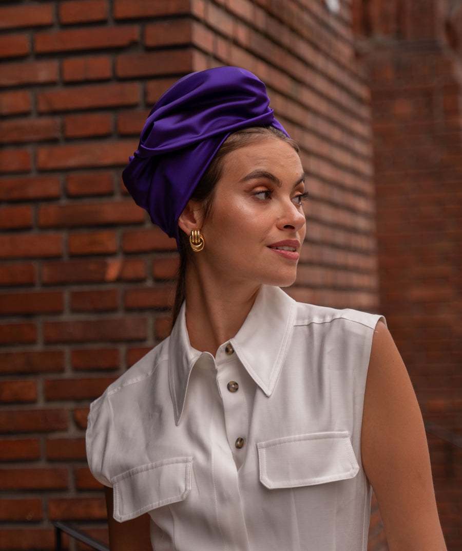 Turban Satin Duchesse Violet