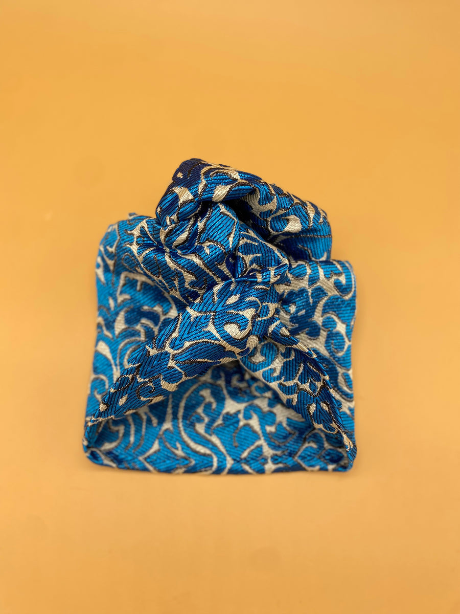 Turban jacquard byzantin bleu