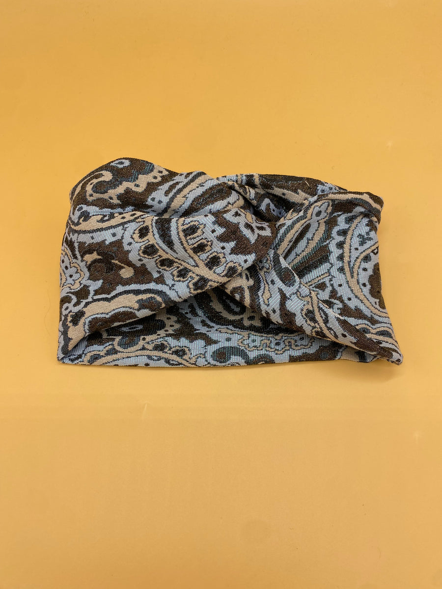 Turban Jacquard Cachemire Bleu