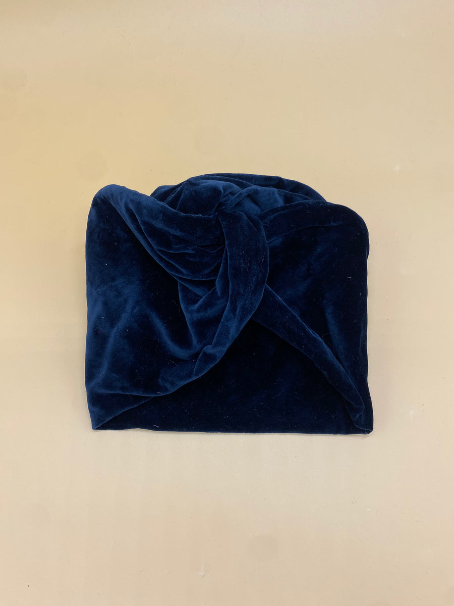 Turban Velours Premium Bleu Marine L