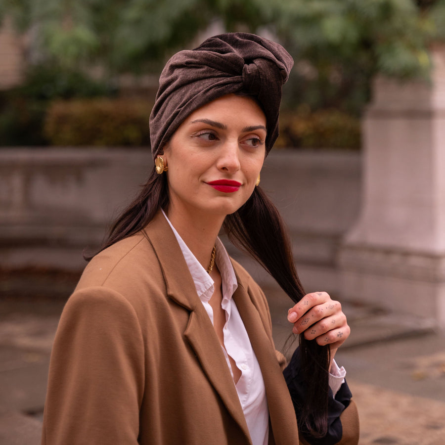 Turban Velours Brown Luxe